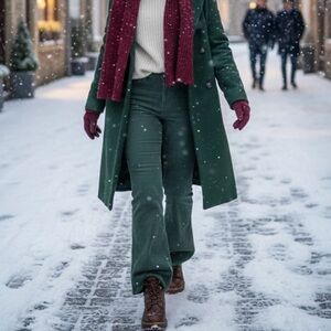 NWT!! MOTEL DENIM Green Corduroy Flare Pants size S/33 L